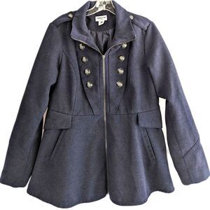 Celebrity Pink Double Breasted Military Peacoat Jacket - Size XL